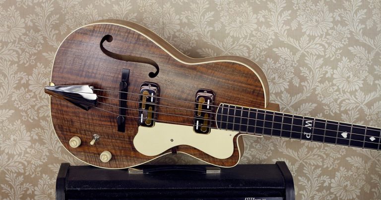 Bass of the Week: Daddy Mojo Rosetta Archtop Bass with Adjustable Neck and Short-Scale Design