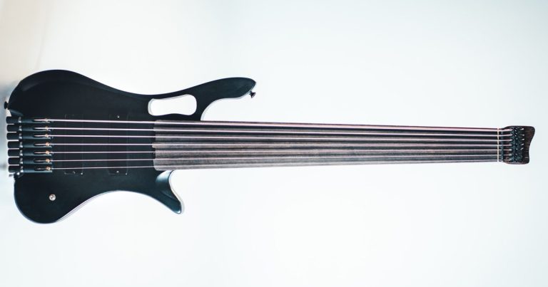 This Fretless 7-String Bass by FM Guitars Takes Inspiration from a Stealth Bomber