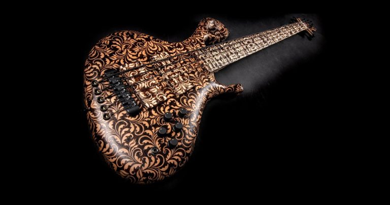 Jens Ritter’s Hawaiian Pyro Okon Bass: A Fully Pyrographed Masterpiece by Dino Muradian